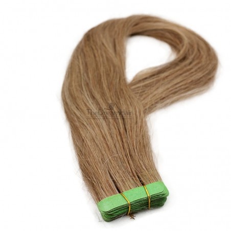 Tape-in Hair Extensions, Color 12 (Light Brown), Made With Remy Indian Human Hair