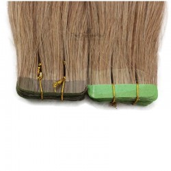 Tape-in Hair Extensions, Color 12 (Light Brown), Made With Remy Indian Human Hair