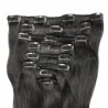 Set of 8 Pieces of Weft, Clip in Hair Extensions, Color #1 (Jet Black), Made With Remy Indian Human Hair