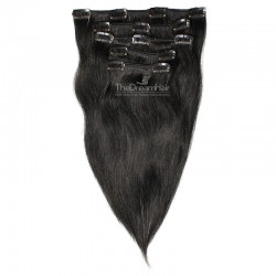 Set of 5 Pieces of Weft, Clip in Hair Extensions, Color #1 (Jet Black), Made With Remy Indian Human Hair