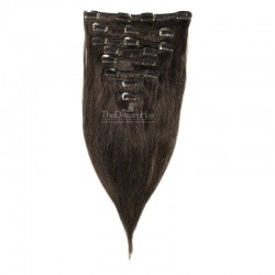 Set of 8 Pieces of Weft, Clip in Hair Extensions, Color #1B (Off Black), Made With Remy Indian Human Hair