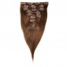 Set of 7 Pieces of Weft, Clip in Hair Extensions, Color #2 (Darkest Brown), Made With Remy Indian Human Hair