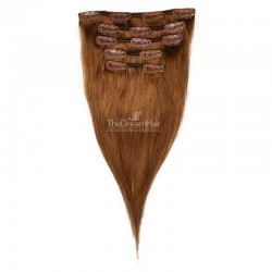 Set of 5 Pieces of Weft, Clip in Hair Extensions, Color #6 (Medium Brown), Made With Remy Indian Human Hair