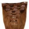 Set of 7 Pieces of Weft, Clip in Hair Extensions, Color #6 (Medium Brown), Made With Remy Indian Human Hair