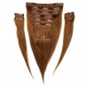 Set of 10 Pieces of Weft, Clip in Hair Extensions, Color #6 (Medium Brown), Made With Remy Indian Human Hair
