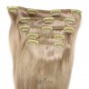 Set of 5 Pieces of Weft, Clip in Hair Extensions, Color Grey, Made With Remy Indian Human Hair