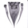 Set of 10 Pieces of Weft, Clip in Hair Extensions, Color Silver, Made With Remy Indian Human Hair