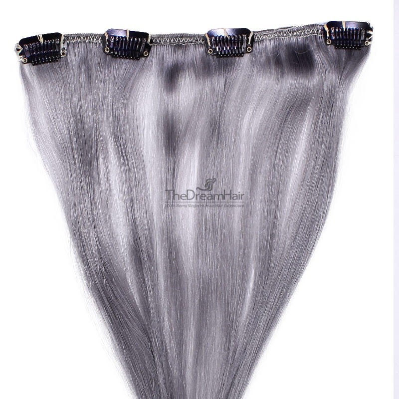 One Piece of Weft, Clip in Hair Extensions, Color Silver, Made With Remy Indian Human Hair