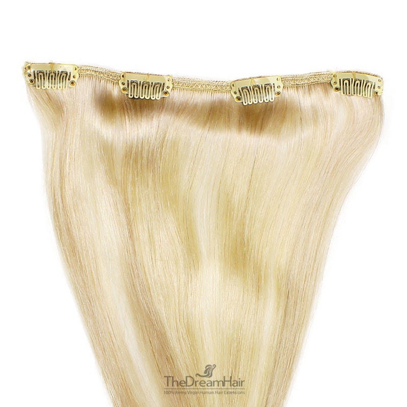 One Piece of Weft, Clip in Hair Extensions, Color #60 (Lightest Blonde), Made With Remy Indian Human Hair