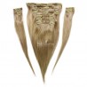 Set of 10 Pieces of Weft, Clip in Hair Extensions, Color #14 (Dark Ash Blonde), Made With Remy Indian Human Hair