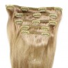 Set of 5 Pieces of Weft, Clip in Hair Extensions, Color #14 (Dark Ash Blonde), Made With Remy Indian Human Hair