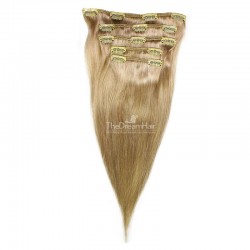 Set of 5 Pieces of Weft, Clip in Hair Extensions, Color #14 (Dark Ash Blonde), Made With Remy Indian Human Hair