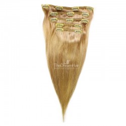 Set of 5 Pieces of Weft, Clip in Hair Extensions, Color #18 (Light Ash Blonde), Made With Remy Indian Human Hair