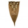 Set of 8 Pieces of Weft, Clip in Hair Extensions, Color #10 (Golden Brown), Made With Remy Indian Human Hair