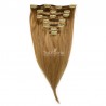 Set of 7 Pieces of Weft, Clip in Hair Extensions, Color #10 (Golden Brown), Made With Remy Indian Human Hair