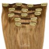 Set of 5 Pieces of Weft, Clip in Hair Extensions, Color #10 (Golden Brown), Made With Remy Indian Human Hair