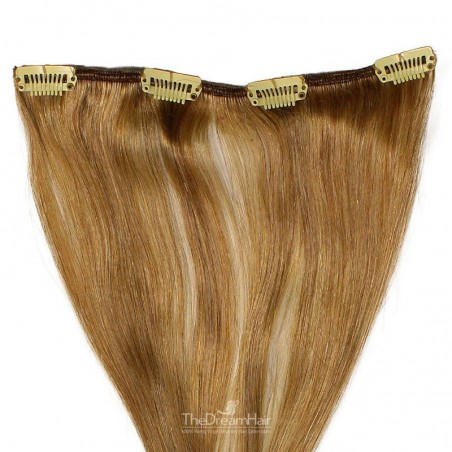 One Piece of Weft, Clip in Hair Extensions, Color #10 (Golden Brown), Made With Remy Indian Human Hair