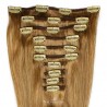 Set of 10 Pieces of Weft, Clip in Hair Extensions, Color #12 (Light Brown), Made With Remy Indian Human Hair