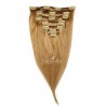 Set of 7 Pieces of Weft, Clip in Hair Extensions, Color #27 (Honey Blonde), Made With Remy Indian Human Hair