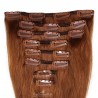 Set of 8 Pieces of Weft, Clip in Hair Extensions, Color #30 (Dark Auburn), Made With Remy Indian Human Hair