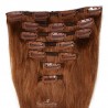 Set of 7 Pieces of Weft, Clip in Hair Extensions, Color #30 (Dark Auburn), Made With Remy Indian Human Hair