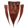 Set of 10 Pieces of Weft, Clip in Hair Extensions, Color #35 (Red Rust), Made With Remy Indian Human Hair),