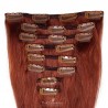 Set of 8 Pieces of Weft, Clip in Hair Extensions, Color #35 (Red Rust), Made With Remy Indian Human Hair