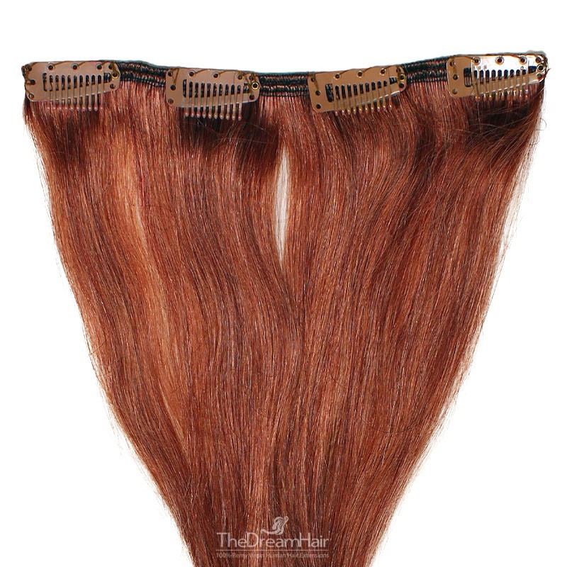 One Piece of Weft, Clip in Hair Extensions, Color #350 (Dark Copper Red), Made With Remy Indian Human Hair
