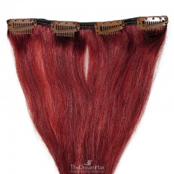 One Piece of Weft, Clip in Hair Extensions, Color #530 (Red Wine), Made With Remy Indian Human Hair