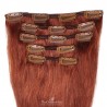 Set of 5 Pieces of Weft, Clip in Hair Extensions, Color #350 (Dark Copper Red), Made With Remy Indian Human Hair