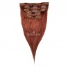 Set of 5 Pieces of Weft, Clip in Hair Extensions, Color #350 (Dark Copper Red), Made With Remy Indian Human Hair