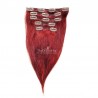 Set of 5 Pieces of Weft, Clip in Hair Extensions, Color Red, Made With Remy Indian Human Hair