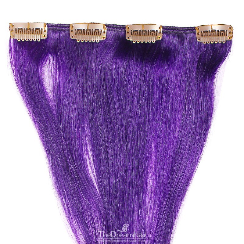 One Piece of Weft, Clip in Hair Extensions, Color Purple, Made With Remy Indian Human Hair
