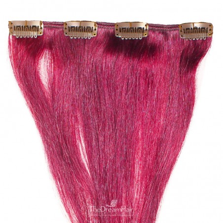 One Piece of Weft, Clip in Hair Extensions, Color Pink, Made With Remy Indian Human Hair