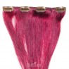 One Piece of Weft, Clip in Hair Extensions, Color Pink, Made With Remy Indian Human Hair