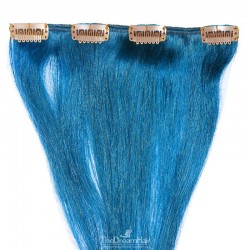 One Piece of Weft, Clip in Hair Extensions, Color Blue, Made With Remy Indian Human Hair