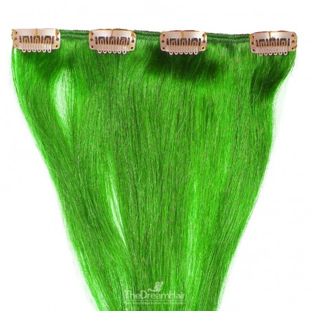 One Piece of Weft, Clip in Hair Extensions, Color Green, Made With Remy Indian Human Hair