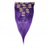 Set of 7 Pieces of Weft, Clip in Hair Extensions, Color Purple, Made With Remy Indian Human Hair