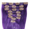 Set of 8 Pieces of Weft, Clip in Hair Extensions, Color Purple, Made With Remy Indian Human Hair
