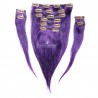 Set of 10 Pieces of Weft, Clip in Hair Extensions, Color Purple, Made With Remy Indian Human Hair