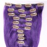 Set of 10 Pieces of Weft, Clip in Hair Extensions, Color Purple, Made With Remy Indian Human Hair