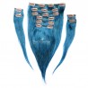 copy of Set of 10 Pieces of Weft, Clip in Hair Extensions, Color Blue, Made With Remy Indian Human Hair