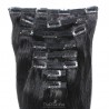 Set of 8 Pieces of Double Weft, Clip in Hair Extensions, Color #1 (Jet Black), Made With Remy Indian Human Hair