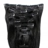 Set of 7 Pieces of Double Weft, Clip in Hair Extensions, Color #1 (Jet Black), Made With Remy Indian Human Hair