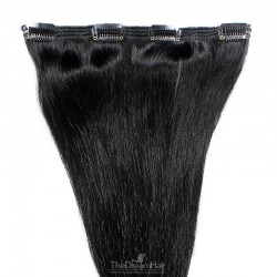 One Piece of Double Weft, Clip in Hair Extensions, Color #1 (Jet Black), Made With Remy Indian Human Hair