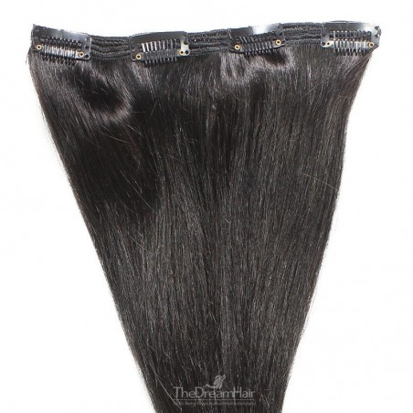 One Piece of Double Weft, Clip in Hair Extensions, Color #1B (Off Black), Made With Remy Indian Human Hair