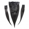Set of 10 Pieces of Double Weft, Clip in Hair Extensions, Color #1B (Off Black), Made With Remy Indian Human Hair