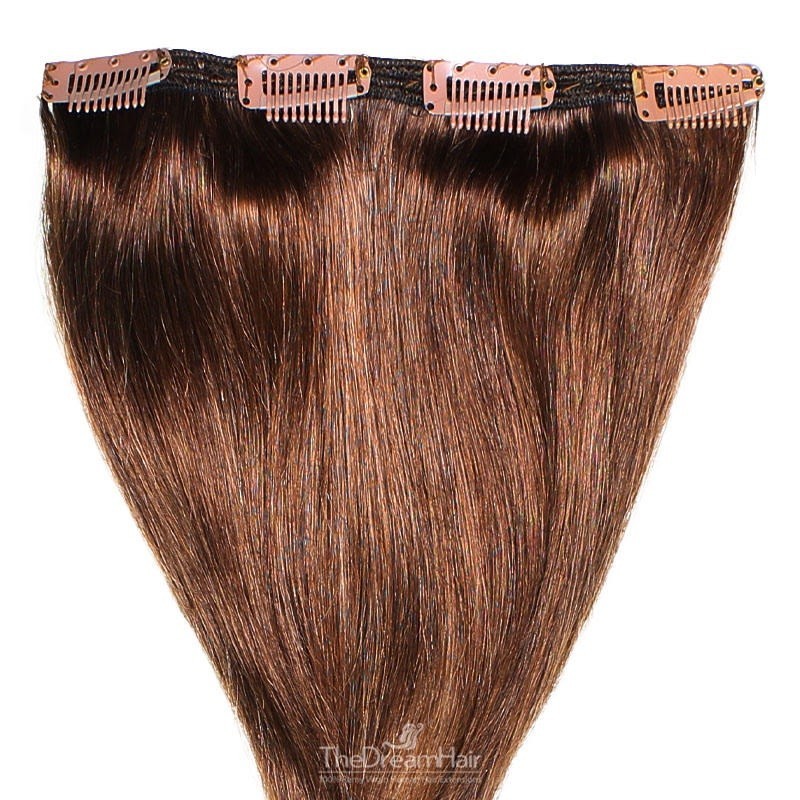 One Piece of Double Weft, Clip in Hair Extension, Color #4 -Dark Brown