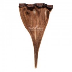 One Piece of Double Weft, Clip in Hair Extensions, Color 6 (Medium Brown), Made With Remy Indian Human Hair