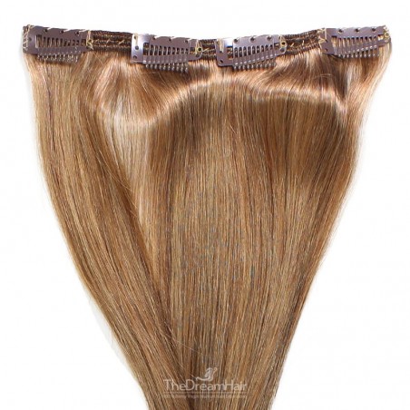 One Piece of Double Weft, Clip in Hair Extensions, Color #8 (Chestnut Brown), Made With Remy Indian Human Hair